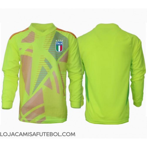 Camisa de Futebol Itália Goleiro Equipamento Principal Europeu 2024 Manga Comprida